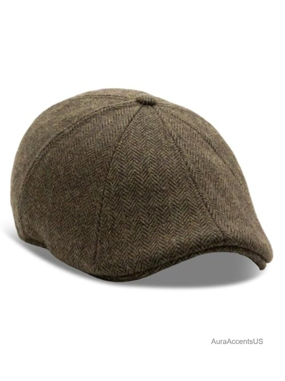 Insulated Wool Blend Newsboy Cap Herringbone Winter Fitted 8 Panel